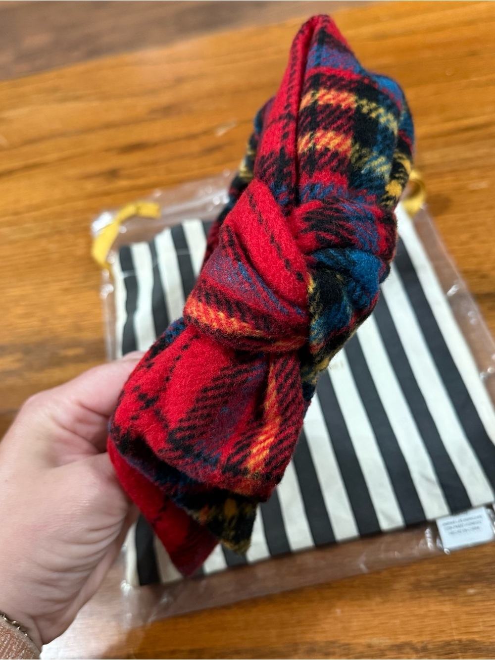Lele Sadoughi Plaid Knot Headband - Red & Blue